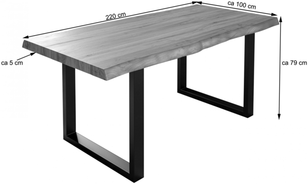 Landhaus Esstisch »Utrecht« 5cm Baumkante Akazie Natur 220x100 schwarz 525963 Bild 4