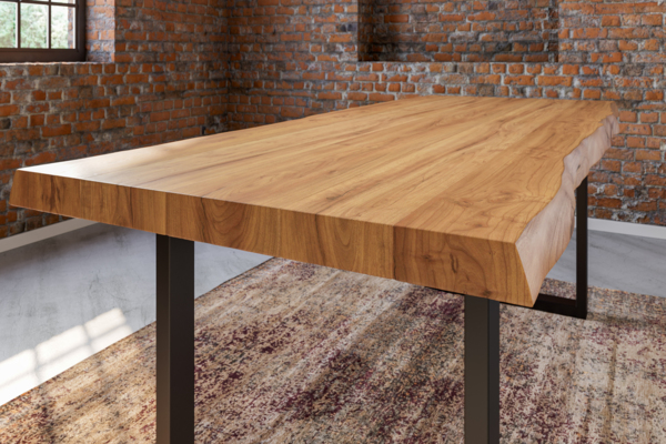 Landhaus Esstisch »Utrecht« 5cm Baumkante Akazie Natur 220x100 schwarz 525963 Bild 6