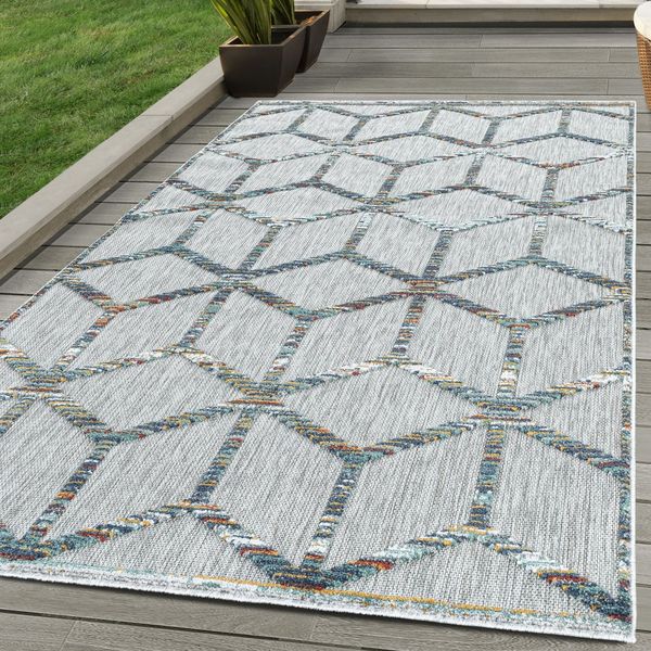 SIMPEX24 Outdoorteppich Skandinavisches Design, Läufer, Höhe: 10 mm, Outdoor Teppich Bunt Skandinavisch Design für Küchen Balkon Terrasse