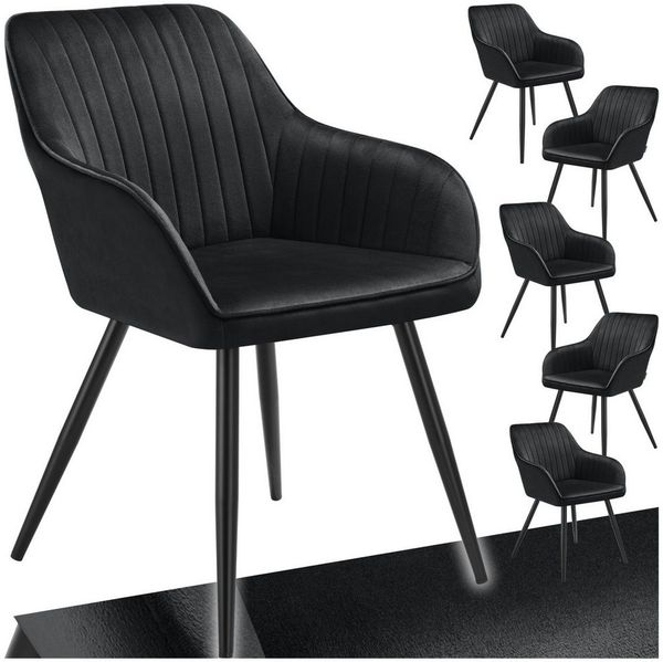 tectake Esszimmerstuhl Stuhl Marilyn, Samtoptik, gesteppt (Set, 6 St), Extra weicher Samtbezug mit stilvollem Steppmuster