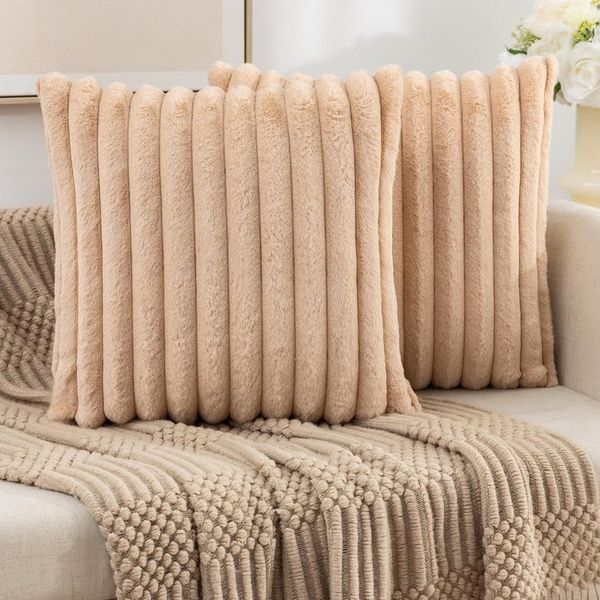 OKWISH Kissenbezüge 2er Set Flauschig Plüsch Deko Dekokissen Sofakissen Zierkissenbezüge, (2 Stück), 45x45cm Sofakissen Couchkissen Bezug Sofa Schlafzimmer Reißverschluss