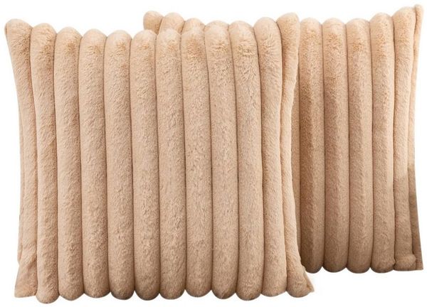 OKWISH Kissenbezüge 2er Set Flauschig Plüsch Deko Dekokissen Sofakissen Zierkissenbezüge, (2 Stück), 45x45cm Sofakissen Couchkissen Bezug Sofa Schlafzimmer Reißverschluss