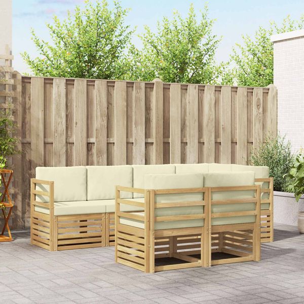 vidaXL Ecksofa Set mit Kissen 7 pcs Weiß und Creme 3391975
