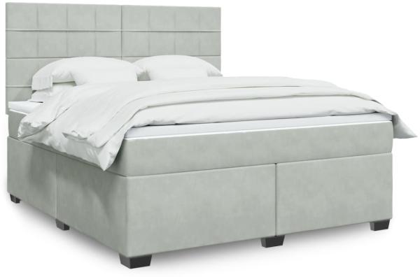 vidaXL Boxspringbett mit Matratze Hellgrau 180x200 cm Samt 3293278