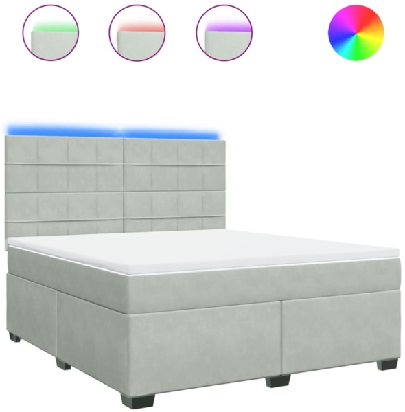 vidaXL Boxspringbett mit Matratze Hellgrau 180x200 cm Samt 3293278