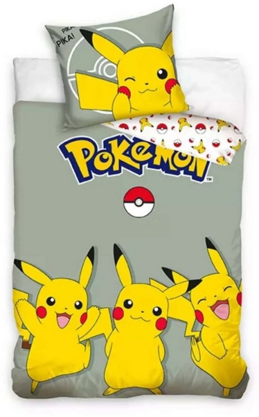 Carbotex Bettwäsche Pokemon - Wende-Bettwäsche-Set, 135x200 & 80x80, Baumwolle, 100% Baumwolle