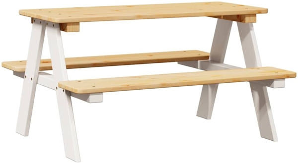 vidaXL Kindertisch mit Bänken IRUN Weiß 90x79,5x50 cm Massivholz 42000164