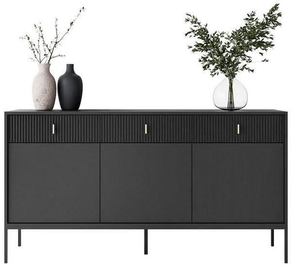 Lookway Kommode MIDNIGHT 3D3S mit drei Schubladen auf Gestell