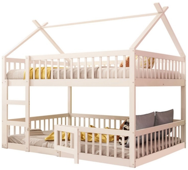 OKWISH Etagenbett Gästebett, Kinderbett mit Treppe, Loft Design (Etagenbett-Rahmen, 140x200 cm), ohne Matratze