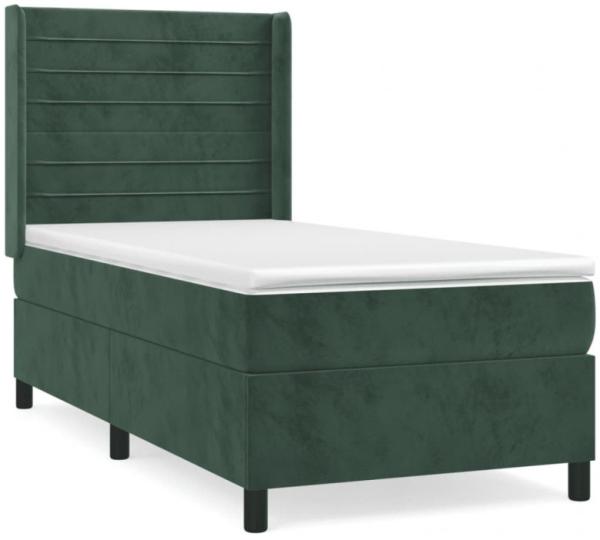 vidaXL Boxspringbett mit Matratze Dunkelgrün 100x200 cm Samt 3132726