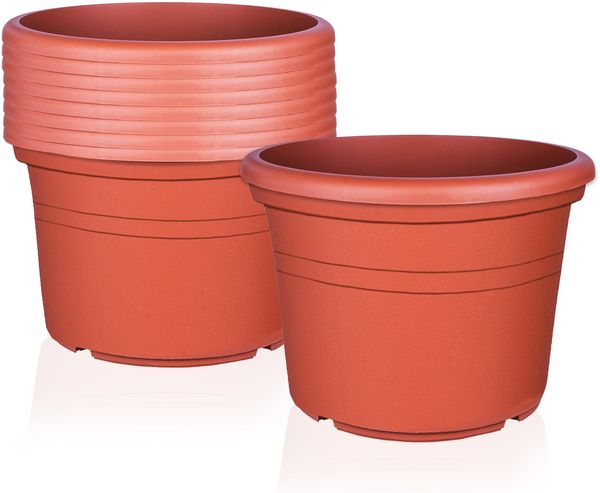 BigDean 9X Blumentopf Ø 40 cm Farbe Terrakotta Kunststoff Pflanztopf Containertopf Übertopf Pflanzkübel rund 40 x 28 cm