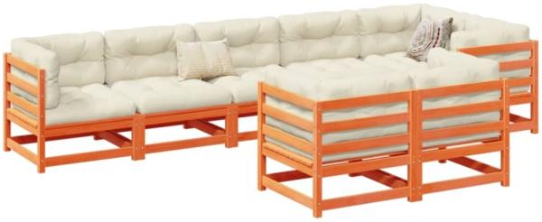 vidaXL 8-tlg. Garten-Sofagarnitur mit Kissen Wachsbraun Kiefernholz 3299505