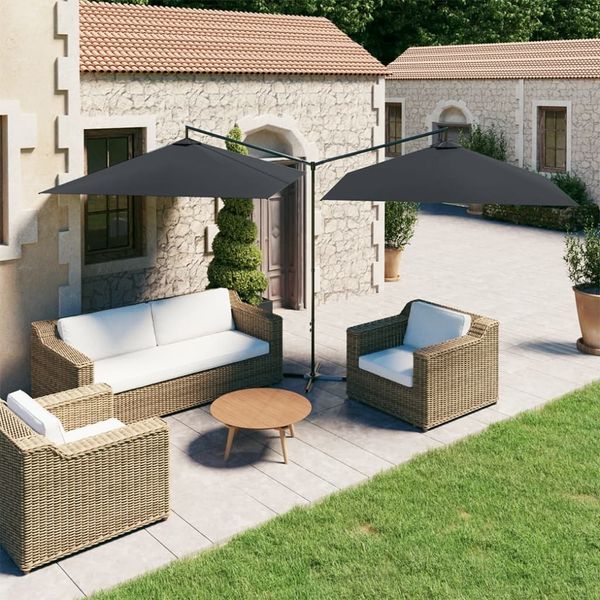 vidaXL Doppel-Sonnenschirm mit Stahl-Mast 600x300 cm Anthrazit 312556
