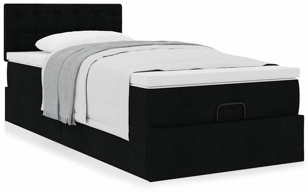 vidaXL Ottoman-Bett mit Matratze Schwarz 90x200 cm Stoff 3311596 Bild 4