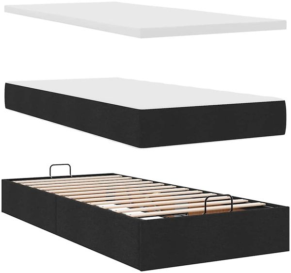vidaXL Ottoman-Bett mit Matratze Schwarz 90x200 cm Stoff 3311596 Bild 8