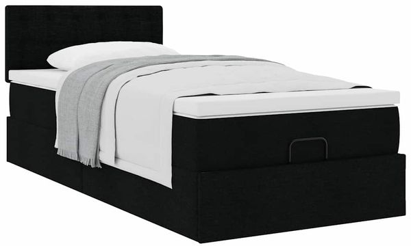 vidaXL Ottoman-Bett mit Matratze Schwarz 90x200 cm Stoff 3311596 Bild 5