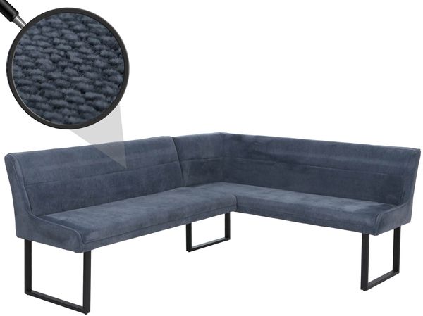 Eckbank HWC-O81, Esszimmerbank Bank, Öko-Tex (310g/m²) Chenille Stoff/Textil Metall 210x159 cm ~ blau