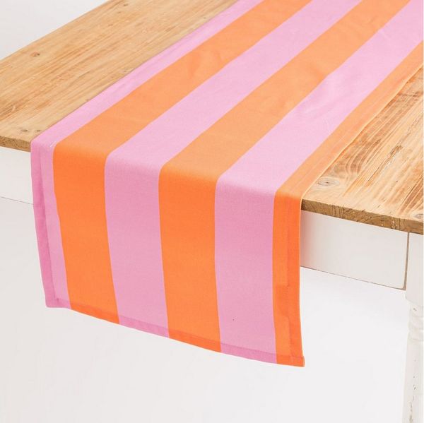 SCHÖNER LEBEN. Tischläufer Tischläufer Streifen orange pink 40x160 cm von SCHÖNER LEBEN, Digitaldruck