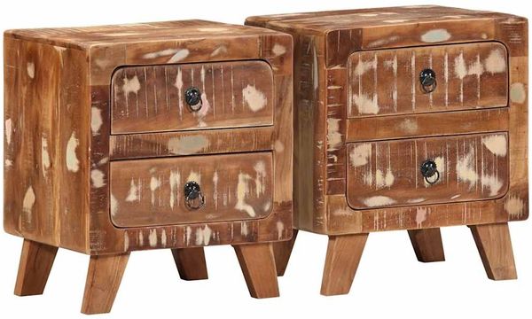 vidaXL Nachttisch 2 Stk. 40x32x46 cm Altholz Massiv 4104514