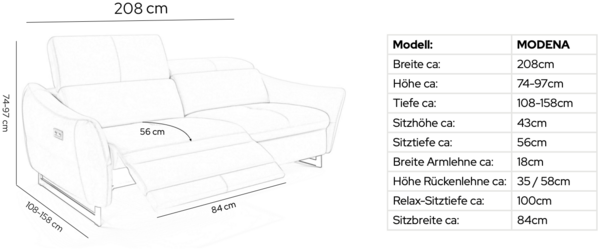 Sofanella Dreisitzer MODENA Stoffbezug Stoffsofa Couch in Lila Bild 7