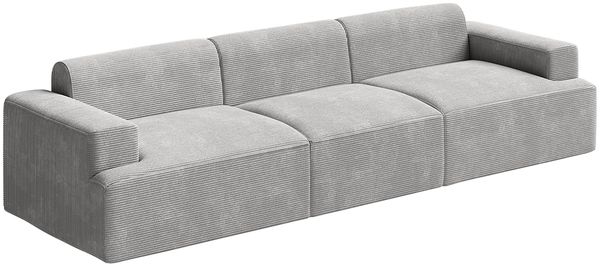 skølm 'Freki' Cloud Sofa 3 Sitzer, Vollschaumcouch mit Federkern und Vakuum-Kompression, kein Aufbau erforderlich, mit 3 Kissen, Cord grau Bild 10