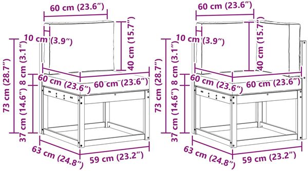 vidaXL Outdoor-Sofagarnitur mit Kissen 9 pcs Natürlich und Hellgrau 3366969 Bild 11