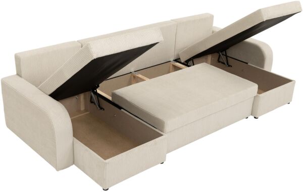 Mirjan24 'Kristofer U' Ecksofa, Cord dunkelgrau, 80 x 140 x 304 cm Bild 4
