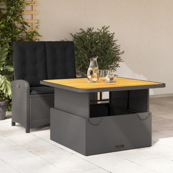 vidaXL 2-tlg. Garten-Essgruppe mit Kissen Schwarz Poly Rattan 3277331