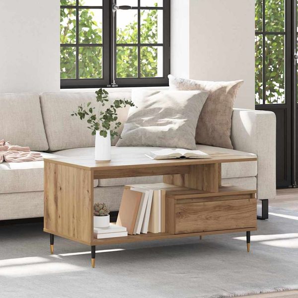 vidaXL Couchtisch Artisan-Eiche 90 x 49 x 45 cm Holzwerkstoff 882706