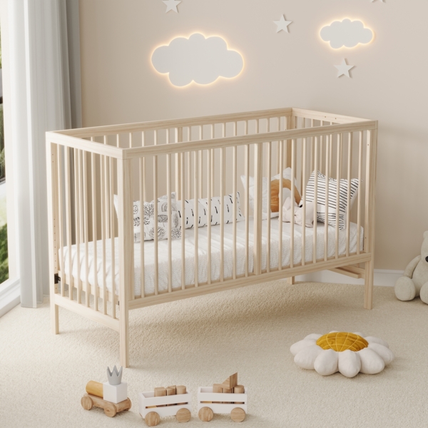 Babybett Beistellbett Kinderbett mit Höhenverstellung Massivholz Fichte multifunktional umwandelbar Schreibtisch Malständer skandinavisch
