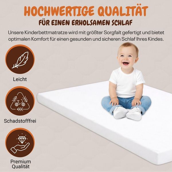 Kindermatratze Babymatratze mit Baumwollbezug, waschbar & rollbar–Allergikergeeignet, Best for Kids, 6 cm hoch, (Set), 60x120 cm, Bezug aus Baumwolle, Hergestellt in der EU