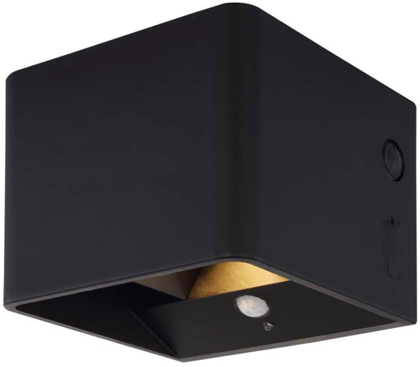 LED Wandleuchte, Bewegungsmelder, schwarz, Akku, Magnet