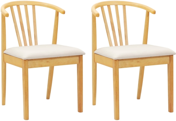 vidaXL Esszimmerstuhl 2 pcs Natürlich und hell Solides Gummiholz 42020395