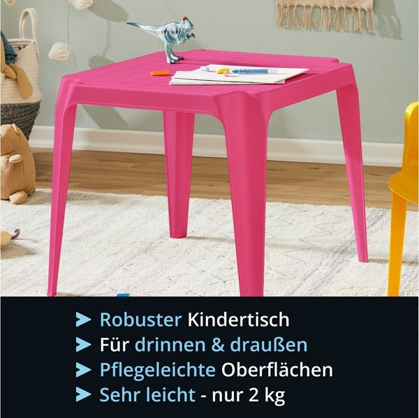 Progarden Kinder-Stapeltisch 50x50 cm, Höhe 44 cm, quadratisch, pink