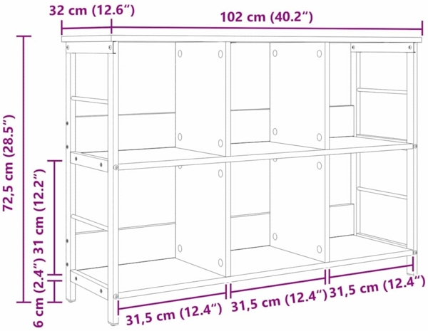 vidaXL Bücherregal Graues Sonoma 102 x 32 x 72,5 cm Holzwerkstoff 884015 Bild 10