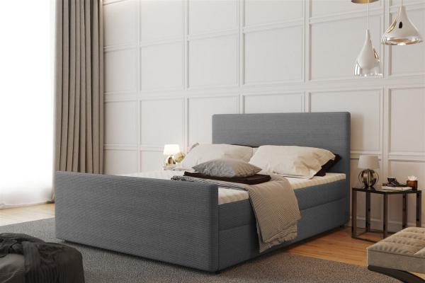 Boxspringbett Schlafzimmerbett CARO 200x200cm Stoff Scala Grau