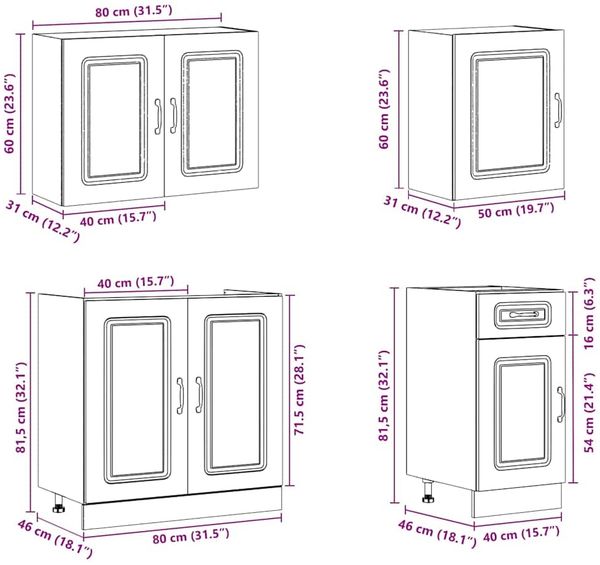 vidaXL 7-tlg. Küchenschrank-Set Kalmar Altholz-Optik Holzwerkstoff 3314769 Bild 9
