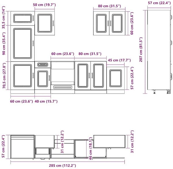 vidaXL 7-tlg. Küchenschrank-Set Kalmar Altholz-Optik Holzwerkstoff 3314769 Bild 8