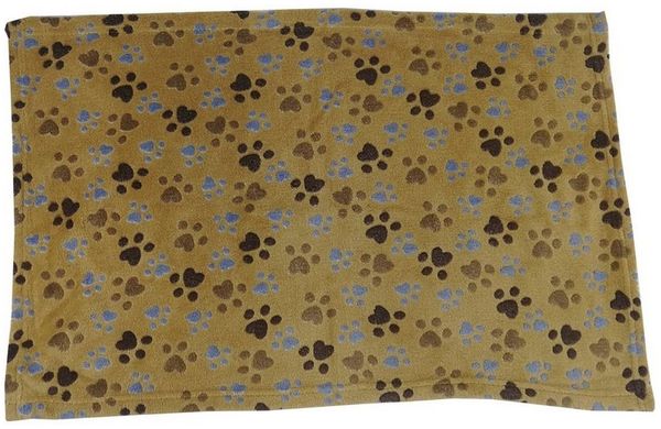 Dehner Tier-Autodecke Hundedecke Cuddle, Fleece, beige, weiche Qualität mit Pfoten-Motiv