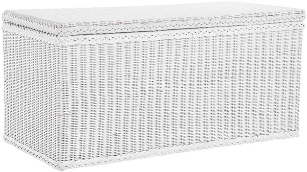 Krines Home Truhe Große Rattantruhe MAX Wäschetruhe mit Deckel Natur Rattan Truhe, Aufbewahrung XXL 115x55x55cm