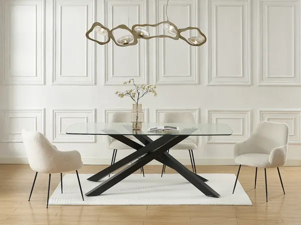 Vente-unique - METRILIA Esstisch Glas TransparentSchwarz - B 100 cm x H 75 cm x L 200 cm