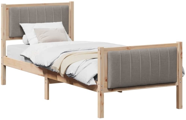vidaXL Bettgestell Braun und Taupe 75 x 190 cm Massivholz Kiefer 878512 Bild 2