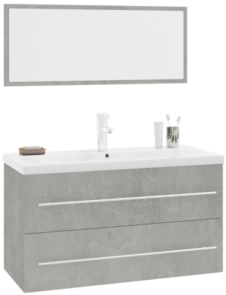 vidaXL 3-tlg. Badmöbel-Set Betongrau 3152851
