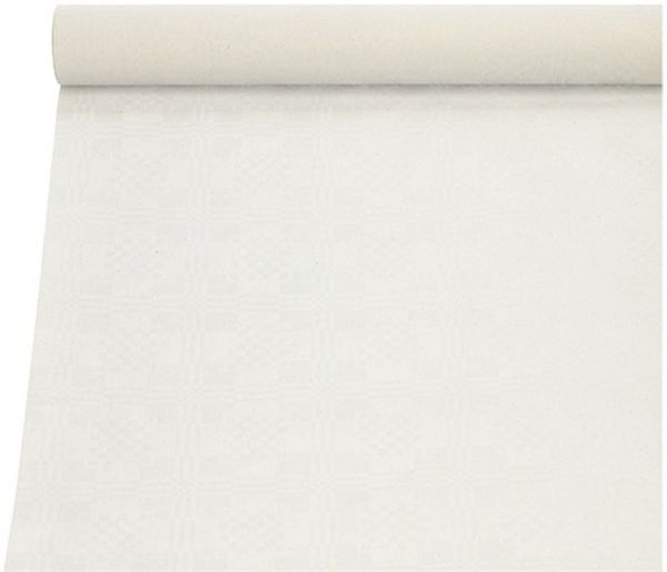Papiertischtuch mit Damastprägung 10 m x 1 m weiss