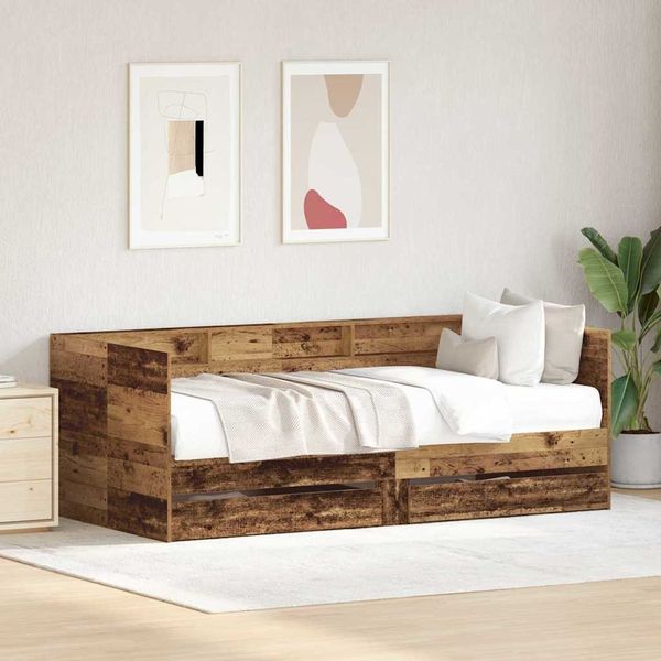 vidaXL Tagesbett mit Kopfteil Altholz 100 x 200 cm Holzwerkstoff 3333984