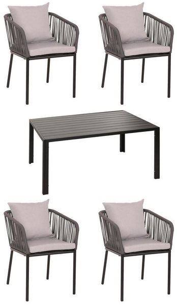 MCW Sitzgruppe MCW-N41-4, (Set, 5-tlg, 5-teilig), Witterungsbeständig und besonders pflegeleicht