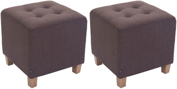 2er Set Sitzhocker CELIS - Stoff Braun 45x45x46 cm | Hocker Schlafzimmer Polsterhocker Wohnzimmer Sitzbank Esszimmer