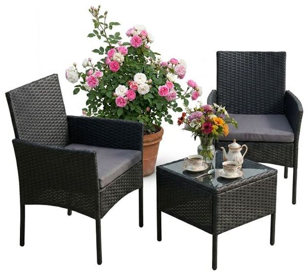 Relaxdays 3-teiliges Gartenmöbel Set Rattan