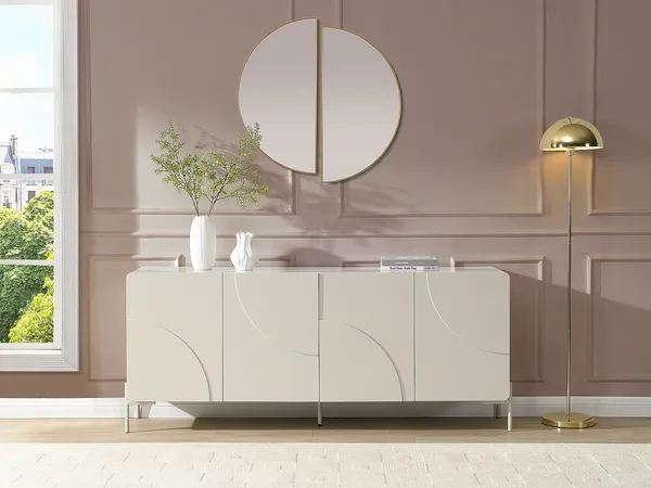 Vente-unique - ZELINARO Sideboard Holz, Platte Beige - B 40 cm x H 75 cm x L 180 cm