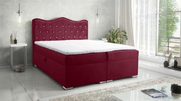 Boxspringbett Schlafzimmerbett SULTAN New in Stoff Velvet X Bordeauxrot 180x200cm